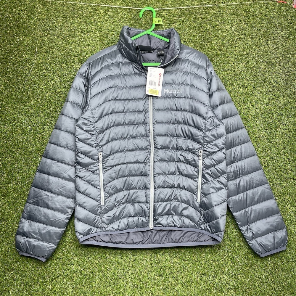 Marmot Ares Down Jacket Mens Medium Ultralight 600 Fill Outdoor Gray Zip 71260